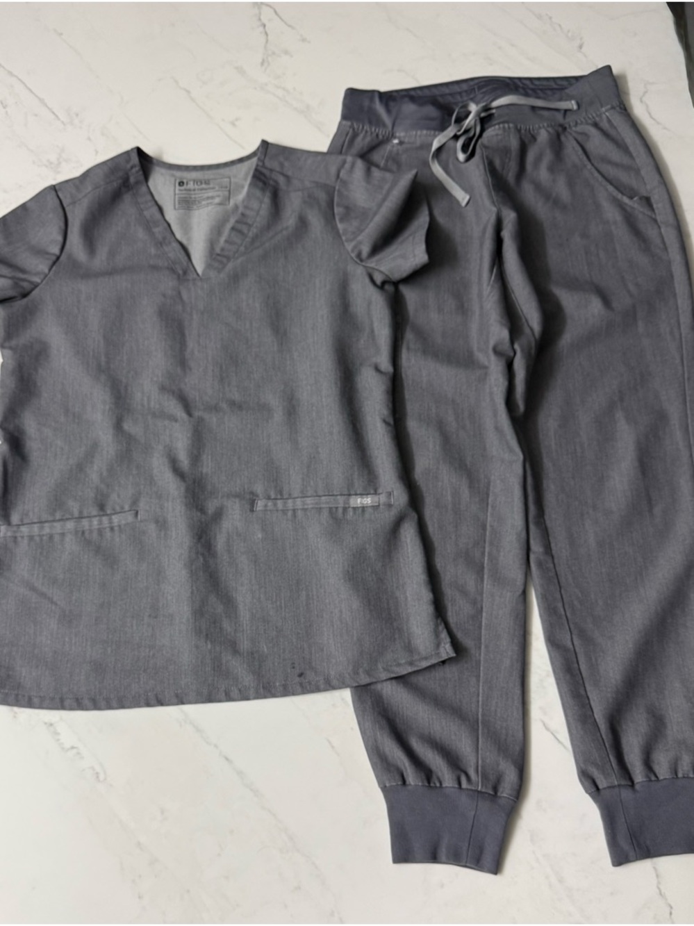 Figs Slate Gray Scrub Top and Jogger Pants